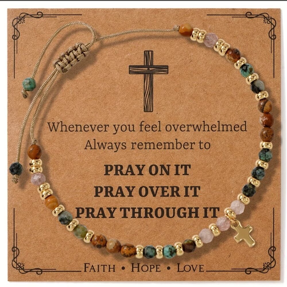 Always Remember to Pray Bracelet Gold Tone Cross Adjustable NWT Gifts for Her